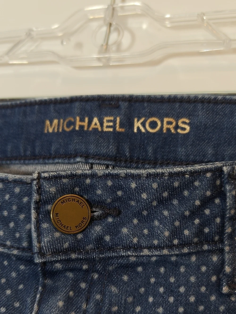 MICHAEL KORS Navy Polka Dot Skinny Jeans Medium Wash Size 4